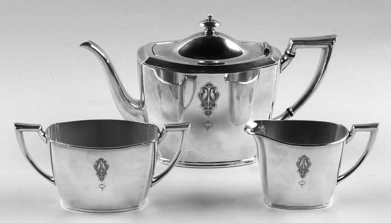 Bird of Paradise (Silverplate, 1923, Hollowware) 3 Pc Tea Set (PTP, PCR, PSUO)