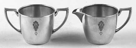 Bird of Paradise (Silverplate, 1923, Hollowware) Plated Mini Creamer and Open Sugar