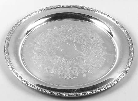 Queen Bess II (Silverplate, Hollowware) Large Round Silverplate Tray