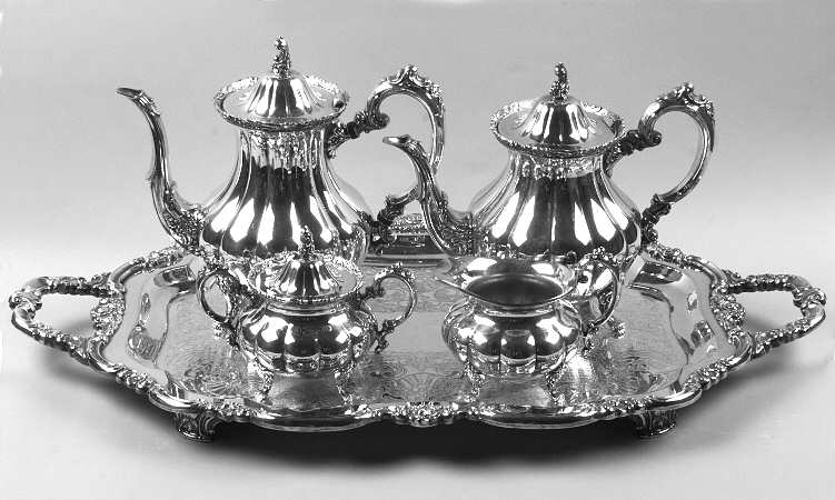 Silver Artistry (Silverplate, Hollowware) 5-Piece Silverplate Tea Set (with Tray)