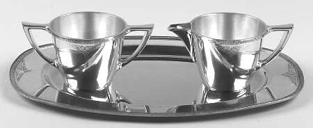 Skyline-Skycrest (Silverplate, Hollowware) Plated Individual Creamer, Sugar and Tray