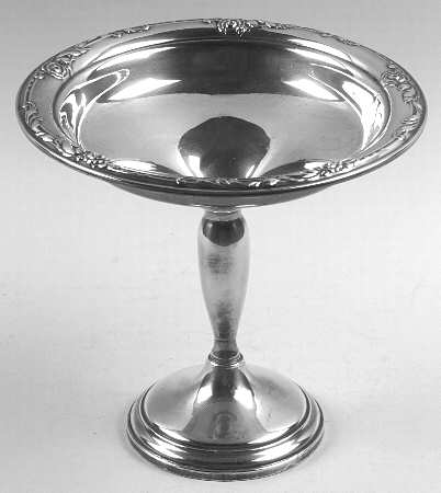 Damask Rose (Sterling, 1946, Hollowware) Weighted Round Compote (Height X Width)