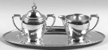 St. Regis (Silverplate, Hollowware) Plated Individual Creamer, Sugar and Tray