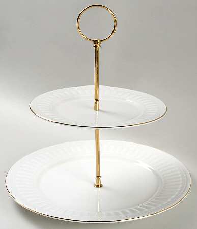 Athena Gold 2 Tiered Serving Tray (Dinner & Salad Plate)