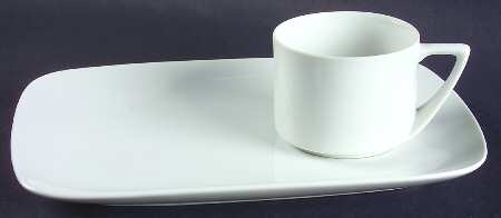 Contempo White Snack Plate & Cup Set