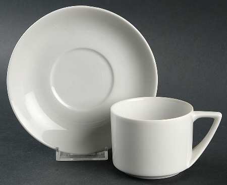 Contempo White Flat Cup & Saucer Set