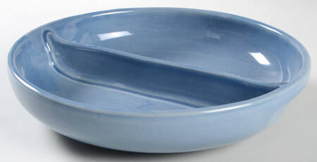 Russel Wright Manitoga Blue Round Divided Vegetable Bowl