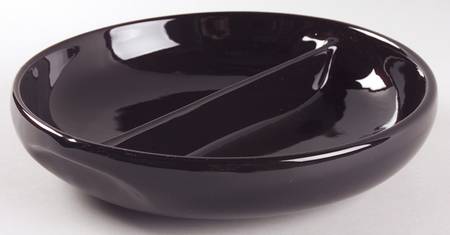 Russel Wright Black Pepper Round Divided Vegetable Bowl