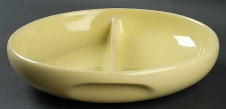 Russel Wright Lemon Yellow Round Divided Vegetable Bowl