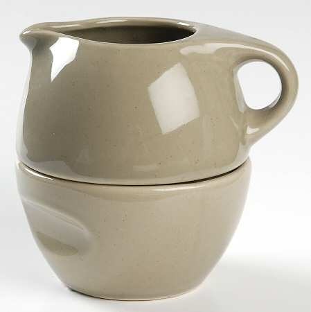 Russel Wright Oyster Gray Family Stacking Creamer & Open Sugar