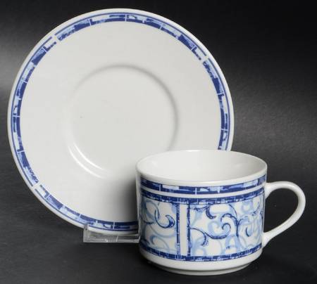 Breton Blue Flat Cup & Saucer Set