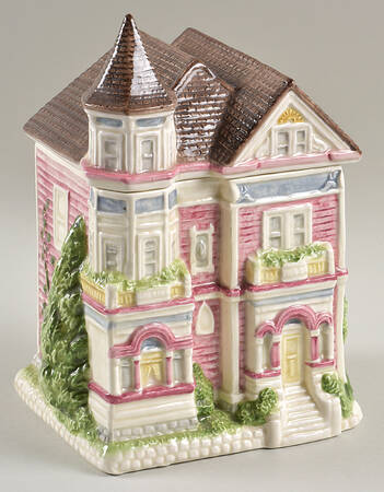 Victorian House Cookie Jar & Lid