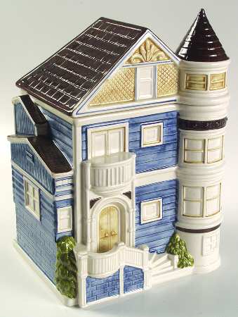 Victorian House Cookie Jar & Lid