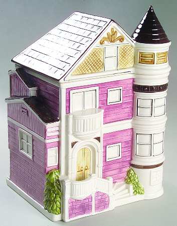 Victorian House Cookie Jar & Lid