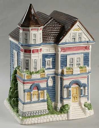 Victorian House Cookie Jar & Lid