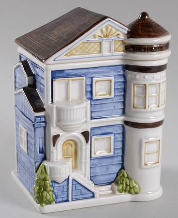 Victorian House Small Canister & Lid