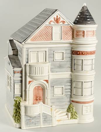 Victorian House Cookie Jar & Lid