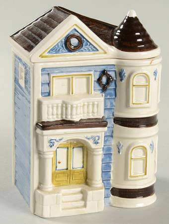 Victorian House Small Canister & Lid