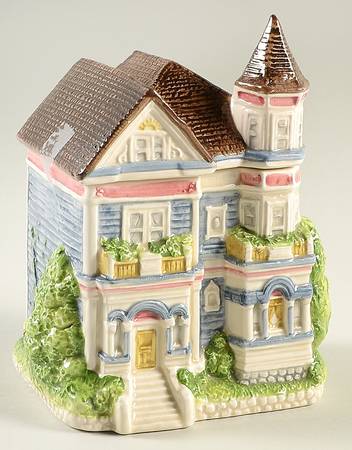 Victorian House Small Canister & Lid