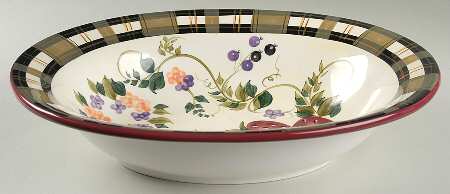 Strawberry Plaid 14" Large Oval Salad Serving Bowl