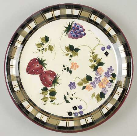 Strawberry Plaid 12" Chop Plate (Round Platter) by Oneida