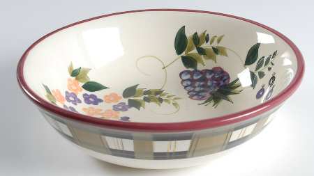 Strawberry Plaid 9" Round Vegetable Bowl