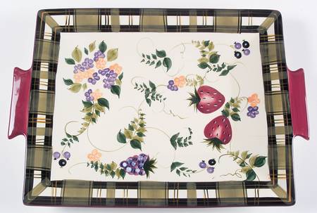 Strawberry Plaid 19" Rectangular Tray