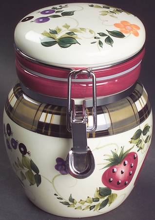 Strawberry Plaid Small Canister & Lid