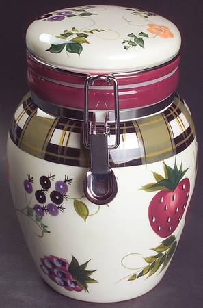 Strawberry Plaid Medium Canister & Lid