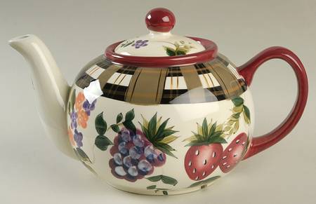 Strawberry Plaid Teapot & Lid