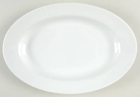 Rolled Edge Bright White 12" Oval Serving Platter
