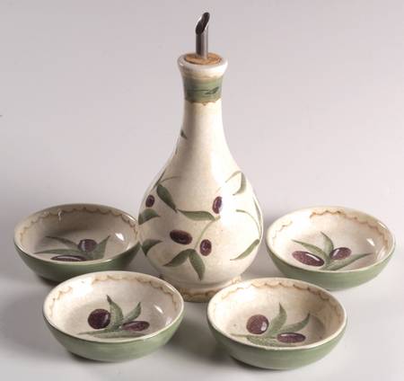 Oliveto Oil Jar & Drizzler with 4 Dipping Bowls