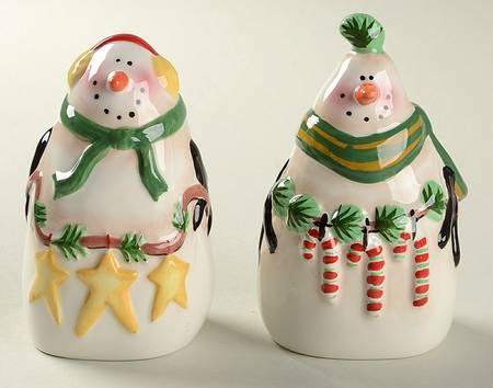 Festive Snowman Figural Salt & Pepper Set