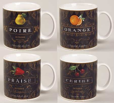 French Chocolate Mug - Set of 4 Motifs Boxed