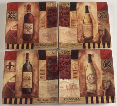Wine Tasting Salad/Dessert Plate - Set of 4 Boxed