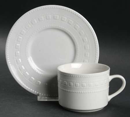 Dotted Squares Flat Cup & Saucer Set