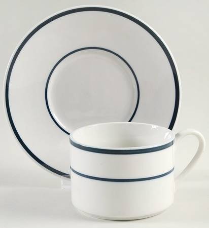 Blue Bistro Flat Cup & Saucer Set