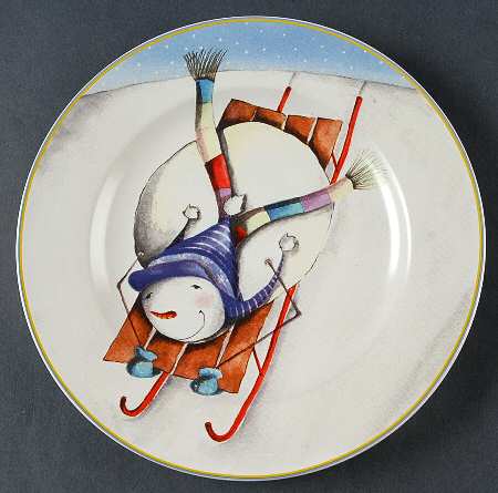 Sporting Snowman Salad/Dessert Plate