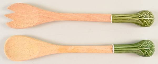 OLE12 2-Piece Wood/Ceramic Salad Set