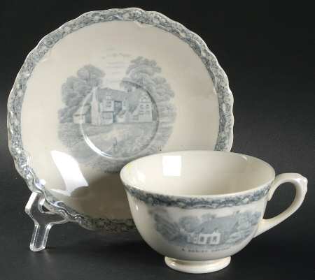 Country Side (Gray) Footed Cup & Saucer Set