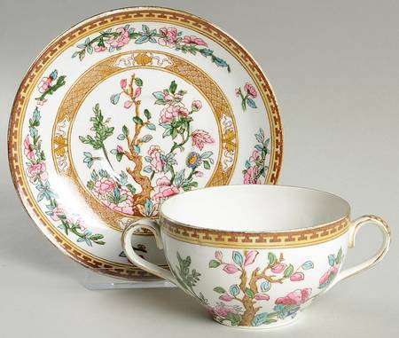 Indian Tree Flat Bouillon Cup & Saucer
