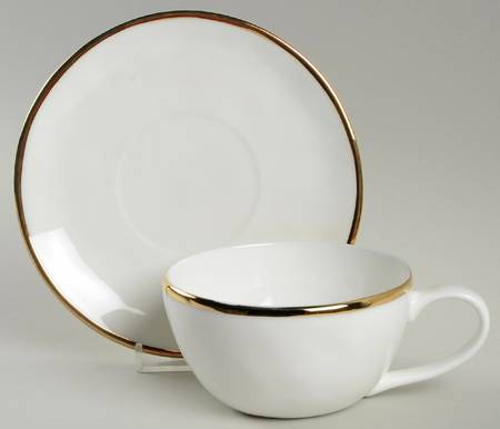 Harper (Gold Trim) Flat Cup & Saucer Set