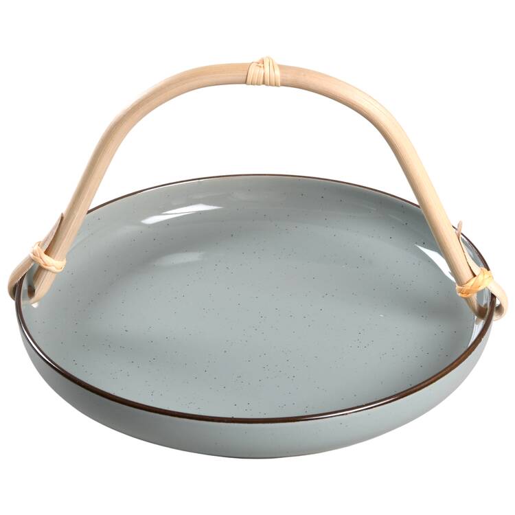 Options 5 3/8"-5 5/8" Bamboo Handled Serving Plate  HC