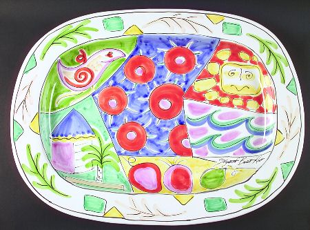 Tickled Pink 23" Oval Serving Platter