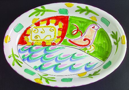 Tickled Pink 16" Oval Serving Platter by Presenttense