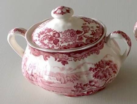 Avon Scenes Red Sugar Bowl & Lid