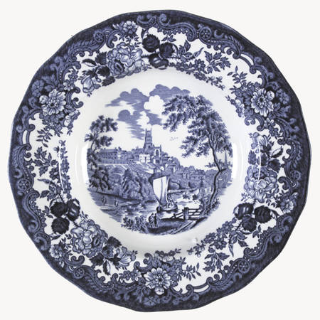 Avon Scenes Blue Large Rim Soup Bowl