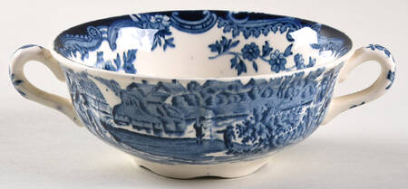 Avon Scenes Blue Flat Cream Soup Bowl