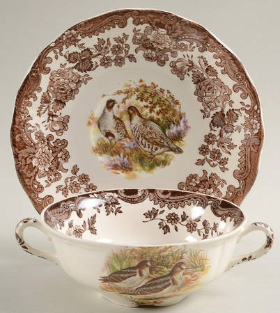 Game Series (Birds) Flat Cream Soup Bowl & Saucer Set