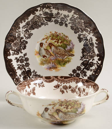 Game Series (Birds) Flat Cream Soup Bowl & Saucer Set